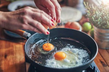 Two eggs in a frying pan