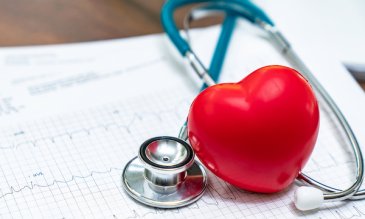 A red heart and a stethoscope